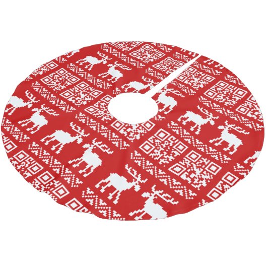Ugly Christmas Sweater QR Code Glücklich Neues Jah Polyester Weihnachtsbaumdecke (Schrägansicht)
