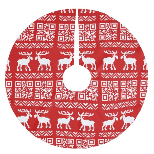 Ugly Christmas Sweater QR Code Glücklich Neues Jah Polyester Weihnachtsbaumdecke (Vorderseite)