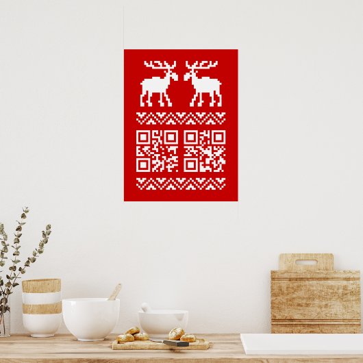 Ugly Christmas Sweater QR Code Glücklich Neues Jah Poster (Küche)