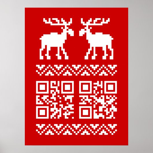 Ugly Christmas Sweater QR Code Glücklich Neues Jah Poster (Vorne)