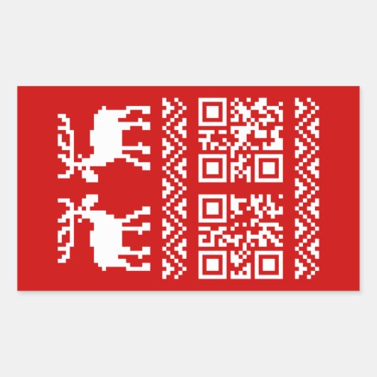 Ugly Christmas Sweater QR Code Glücklich Neues Jah Rechteckiger Aufkleber (Vorderseite)