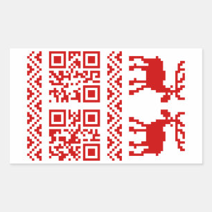 Ugly Christmas Sweater QR Code Glücklich Neues Jah Rechteckiger Aufkleber
