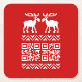 Ugly Christmas Sweater QR Code Glücklich Neues Jah Rechteckiger Pappuntersetzer (Vorderseite)