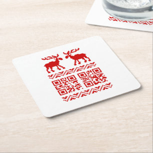 Ugly Christmas Sweater QR Code Glücklich Neues Jah Rechteckiger Pappuntersetzer