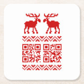 Ugly Christmas Sweater QR Code Glücklich Neues Jah Rechteckiger Pappuntersetzer (Vorderseite)