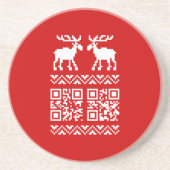 Ugly Christmas Sweater QR Code Glücklich Neues Jah Sandstein Untersetzer (Vorne)
