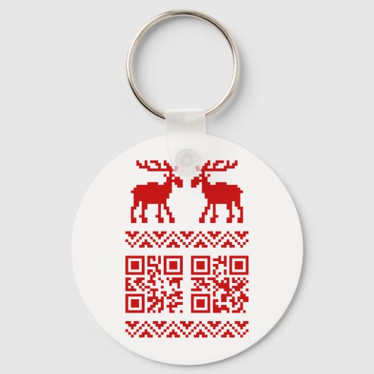 Ugly Christmas Sweater QR Code Glücklich Neues Jah Schlüsselanhänger (Vorderseite)