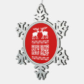 Ugly Christmas Sweater QR Code Glücklich Neues Jah Schneeflocken Zinn-Ornament (Rechts)