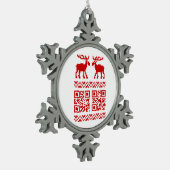 Ugly Christmas Sweater QR Code Glücklich Neues Jah Schneeflocken Zinn-Ornament (Links)