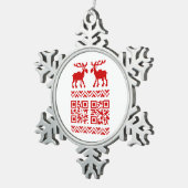 Ugly Christmas Sweater QR Code Glücklich Neues Jah Schneeflocken Zinn-Ornament (Rechts)