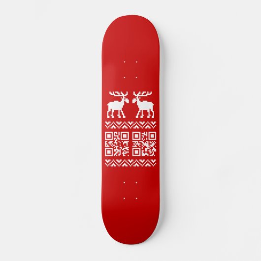 Ugly Christmas Sweater QR Code Glücklich Neues Jah Skateboard (Vorderseite)