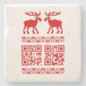 Ugly Christmas Sweater QR Code Glücklich Neues Jah Steinuntersetzer (Vorderseite)
