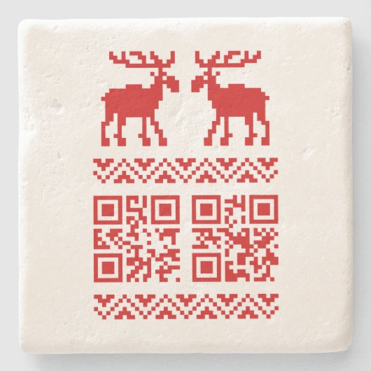 Ugly Christmas Sweater QR Code Glücklich Neues Jah Steinuntersetzer (Vorderseite)