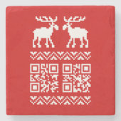 Ugly Christmas Sweater QR Code Glücklich Neues Jah Steinuntersetzer (Vorderseite)