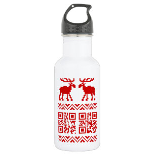 Ugly Christmas Sweater QR Code Glücklich Neues Jah Trinkflasche