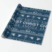 Ugly Christmas Sweater Religious Christlich Blue Geschenkpapier (Ungerollt)