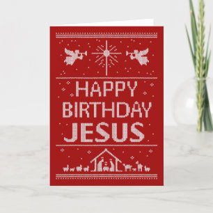 Ugly Christmas Sweater Religious Jesus Feiertagskarte