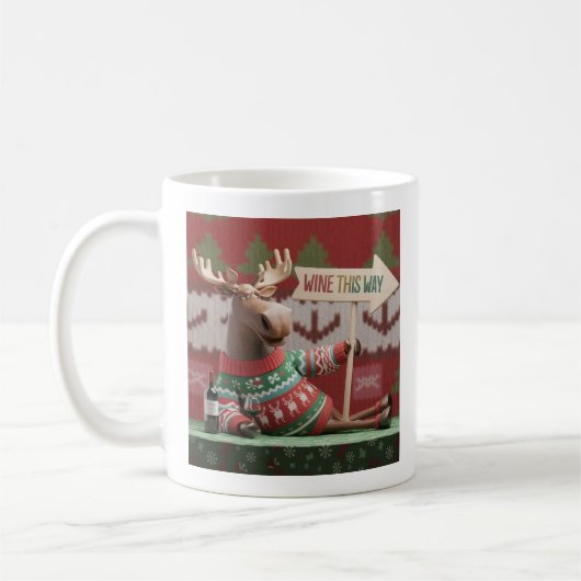 Ugly Christmas Sweater Rentier. Wein auf diese Wei Kaffeetasse (Links)