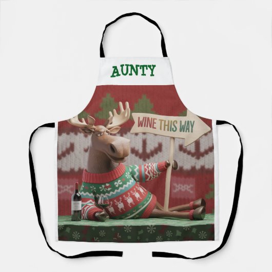 Ugly Christmas Sweater Rentier. Wein auf diese Wei Schürze (Vorderseite)