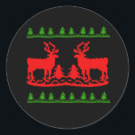 Ugly Christmas Sweater Runder Aufkleber<br><div class="desc">Shirtuosity.com: Spaß T-Shirts und Feriengeschenke. Die beliebtesten Weihnachtsgeschenke finden Sie unter: http://www.Shirtuosity.com. Hier finden Sie T-Shirts,  Holodies,  Aufkleber,  Tasse,  Buttons,  Magnete,  Hüte,  Taschen und vieles mehr.</div>