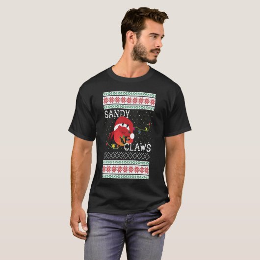 Ugly Christmas Sweater Sandy Claws Crab Liebhaber  T-Shirt (Vorne ganz)
