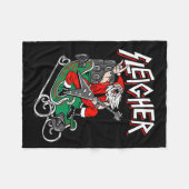Ugly Christmas Sweater Sleigher Heavy Metal Santa Fleecedecke (Vorderseite (Horizontal))