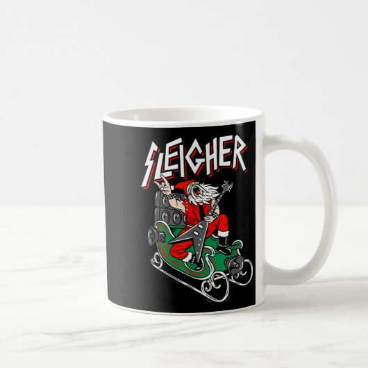 Ugly Christmas Sweater Sleigher Heavy Metal Santa  Kaffeetasse (Rechts)