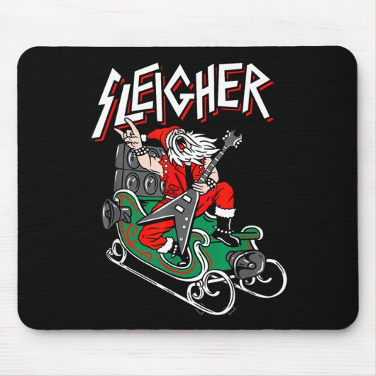 Ugly Christmas Sweater Sleigher Heavy Metal Santa Mousepad (Vorne)