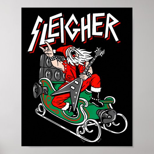 Ugly Christmas Sweater Sleigher Heavy Metal Santa Poster (Vorne)