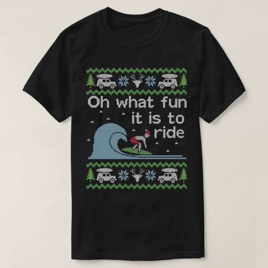 Ugly Christmas Sweater Surfer Surf T-Shirt (Design vorne)