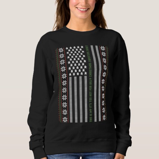 Ugly Christmas Sweater USA Flag Retro Merry Chris Sweatshirt (Vorderseite)