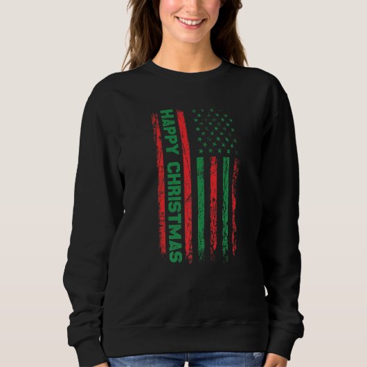 Ugly Christmas Sweater USA Flag Retro  Merry Chris Sweatshirt (Vorderseite)