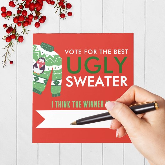 Ugly Christmas Sweater Voting Notepad Pack von 40 Notizblock