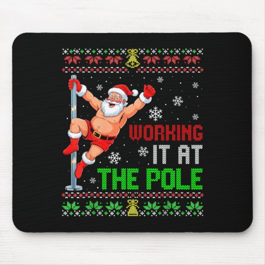 Ugly Christmas Sweater Working It At The Le Funny Mousepad (Vorne)