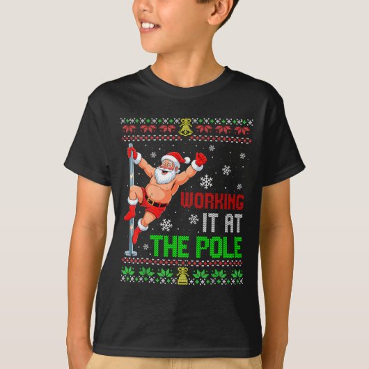 Ugly Christmas Sweater Working It At The Le Funny T-Shirt (Vorderseite)