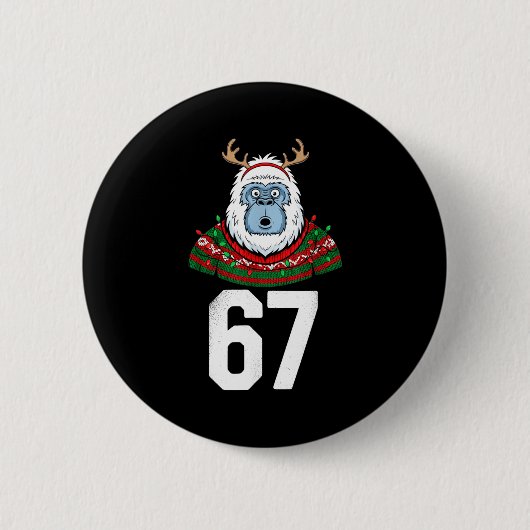 Ugly Christmas Sweater Yeti Gorilla Reindeer 67 Button (Vorderseite)