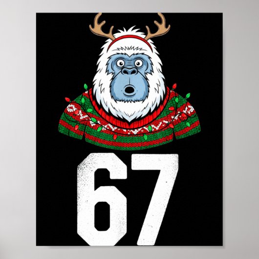 Ugly Christmas Sweater Yeti Gorilla Reindeer 67  Poster (Vorne)