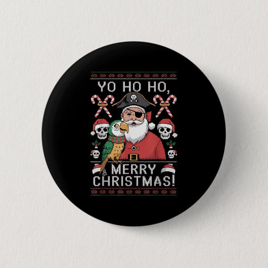 Ugly Christmas Sweater Yo Ho Ho Fun Merry Xmas San Button (Vorderseite)