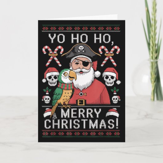 Ugly Christmas Sweater Yo Ho Ho Fun Merry Xmas San Karte (Vorderseite)