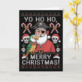 Ugly Christmas Sweater Yo Ho Ho Fun Merry Xmas San Karte (Gelbe Blume)