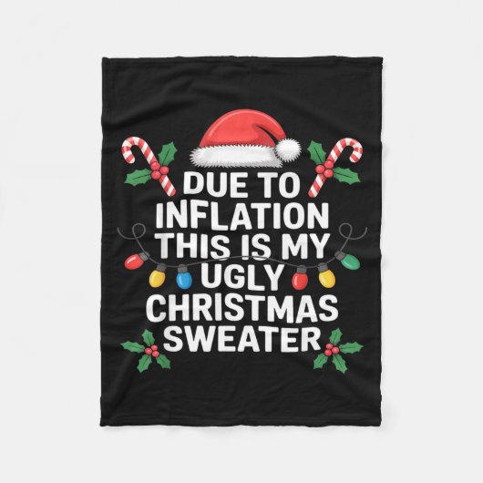 Ugly Christmas Sweaters Funny Due To Inflation Fleecedecke (Vorderseite)
