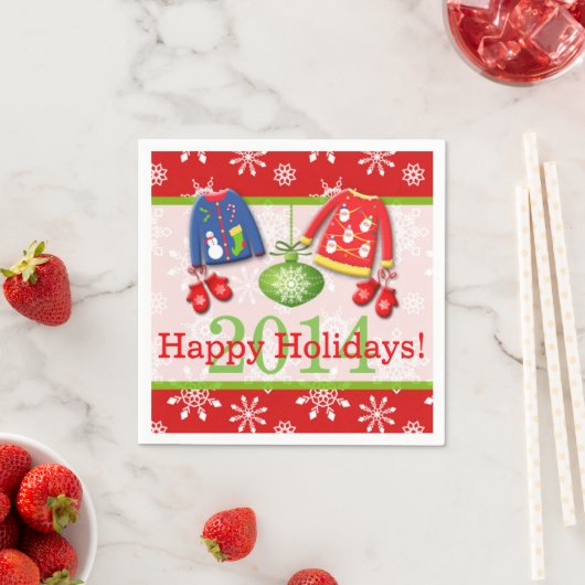 Ugly Christmas Sweaters Happy Holidays Napkins Serviette (Beispiel)