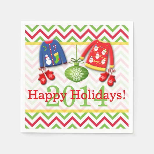 Ugly Christmas Sweaters Happy Holidays Napkins Serviette (Vorderseite)