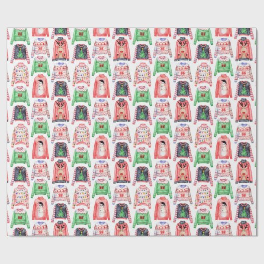 Ugly Christmas Sweaters Pattern Geschenkpapier (Flach)