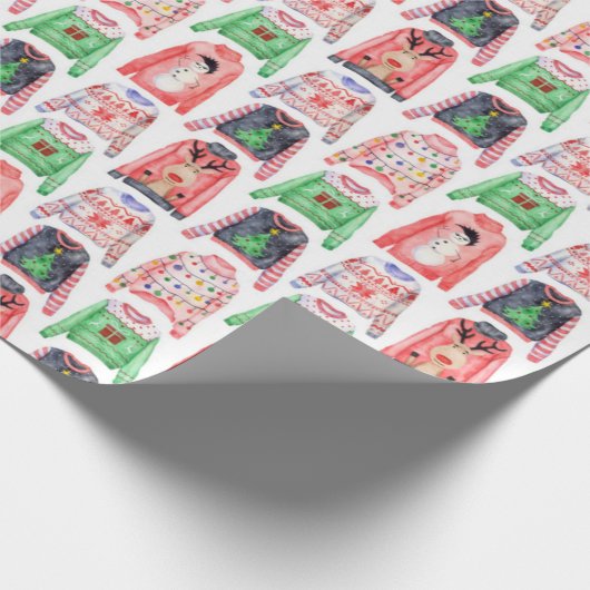 Ugly Christmas Sweaters Pattern Geschenkpapier (Ecke)
