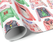 Ugly Christmas Sweaters Pattern Geschenkpapier (Rolleneckpunkt)
