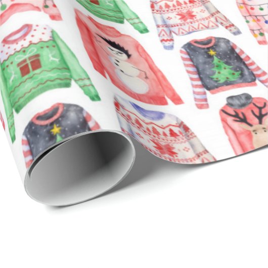 Ugly Christmas Sweaters Pattern Geschenkpapier (Rolleneckpunkt)