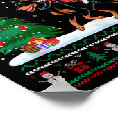 Ugly Christmas Tree Light Santa Riding Doberman Pi Poster (Ecke)