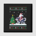 Ugly Christmas Tree Lights Santa Riding Alaskan Kl Magnet<br><div class="desc">Ugly Christmas Tree Lights Santa Riding Alaskan Klee Kai Dog</div>