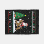 Ugly Christmas Tree Lights Santa Riding Bull Terri Fleecedecke (Vorderseite (Horizontal))
